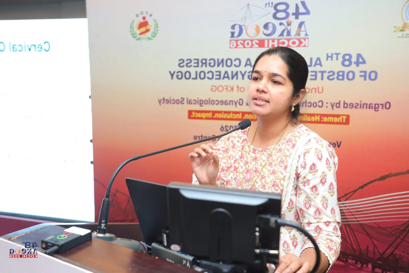 Dr. Anjana J S addressing the 48th All Kerala Congress of Obstetrics & Gynaecology